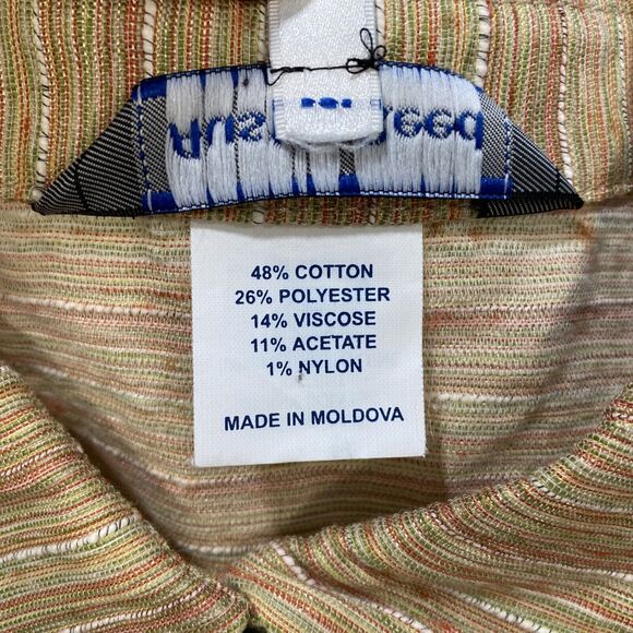 Austin Reed Gold Muted Stripe 3/4 Sleeve Button Up Shirt Women's Sz‎ 16 - Picture 7 of 8